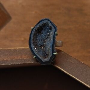 Elegant Black Geode Ring